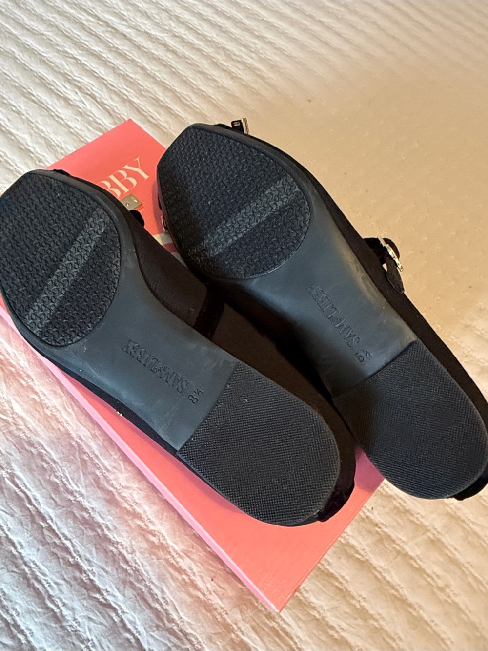 Sam & Libby Black Velvet Trimmed Mary Jane Flats w/ Bow 8.5 ❤️ - Picture 5 of 9